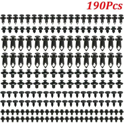 Auto Fastener Plastic Fastener Rivet Auto Vehicle Door Trim Panel Retainer Hole 190Pcs Car Push Pin Rivet Trim Clips Kit