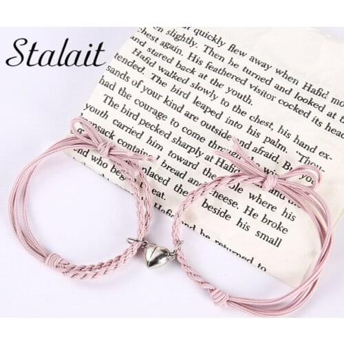 Magnetic Heart Matching Couple Bracelets For Women And Man Adjustable Drawing Handmade Rope String Beach Accessories New