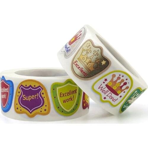 Crown Stars Praise Adhesive Labels Children Thank You Stickers for Kids Seal Paper Scrapbook Stationery Supplies 100PCS