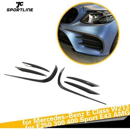 For Mercedes-Benz E Class W213 E250 E300 E400 Sport Sedan Coupe 2017 2018 2019 Front Bumper Fender Trim Fins Canard Carbon Fiber