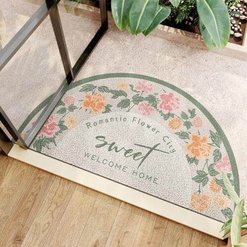 PVC Door Mats for Outdoor Indoor Waterproof Ant-Slip Bathroom Rugs and Carpets Floral Plant Printed Hallway Entrance Doormat