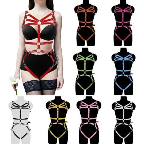 Erotic Goth Accessories Leather Full Body Harness Women Bdsm Bondage Body Panties And Thongs Festival Rave Clothing Garters