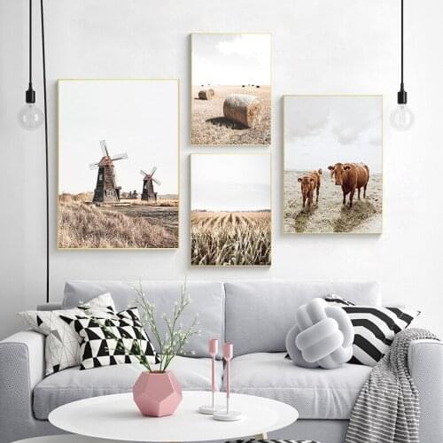 Nordic Small Fresh Pastoral Style Living Room Bedroom Background Wall Poster Canvas Painting Wall Art Home Decoration Picture