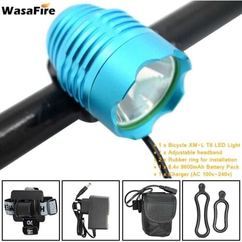 WasaFire XML T6 LED Bike Light 1800LM Front Bicycle Light Cycling MTB Lanterna + Rechargeable 18650 Battery Pack + Charger