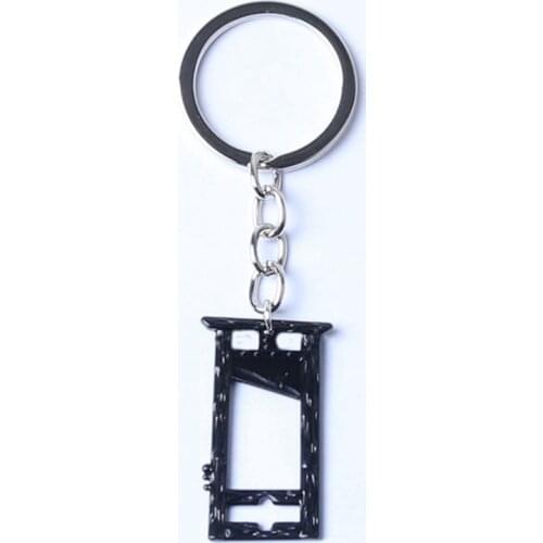 Gothic Guillotine Keychains , Black, Gothic Personalizeds Keyring Gift, Creepy Halloween Art Pendant Key Chain