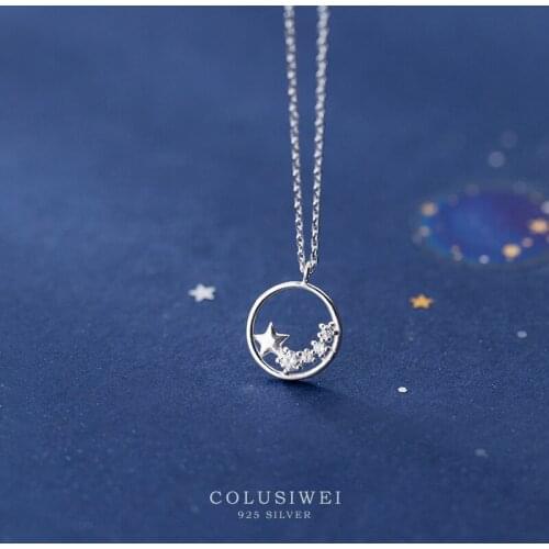 Colusiwei Trendy Genuine 925 Sterling Silver Sparkling Stars Charms Pendant Necklace Women Fashion Fine Sterling Silver Jewelry