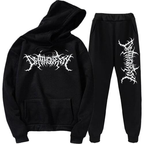 Cyberpunk Two Pieces Set Women Hooded Oversize Sweatshirt Pant Fashion Grunge Couple Loose Hoodie Winter Casual Obesity Clothes