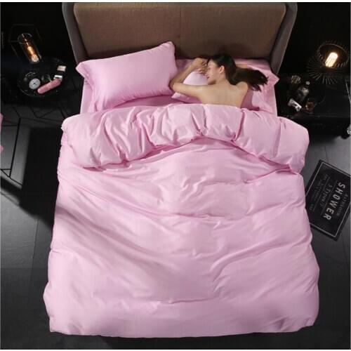 Pink Princess Duvet Cover Bed Linen Pillowcases Solid Color Egypt Cotton Bedding Set Luxury 4pcs Hotel Bedclothes Fitted Sheet