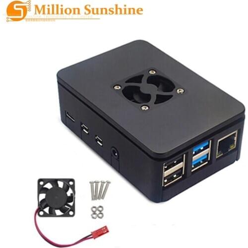 Raspberry Pi 4 Model B ABS Case Black Plastic Box Enclosure with Cooling Fan Cooler for Raspberry Pi 4B RPI157