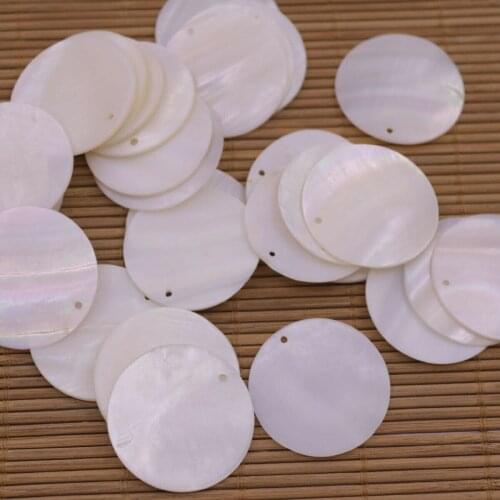 50 PCS 30mm Round Coin Shell Natural White Beige Mother of Pearl Loose Beads