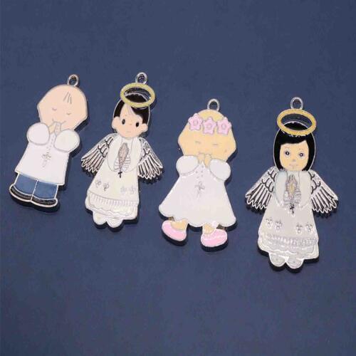 Religious Cartoon Angel Medal Pendant, Charm Cute Cartoon Angel Medal