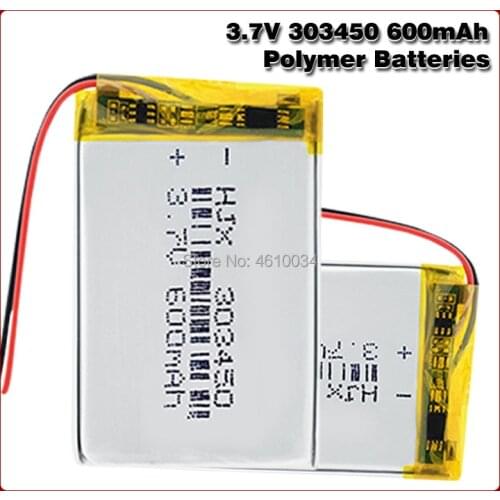 3.7V,600mAH 303450 303550 PLIB polymer lithium ion / Li-ion Rechargeable battery for dvr,GPS,mp3,mp4,E-book, LED light,speaker