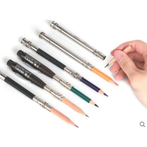 Multi-function Pencil Charcoal Extender 2 PCS/Lot Sketch Retractable Extension Metal Rotary Pen Holder Design With Pencil Sharpe