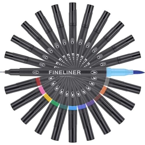 12/24 Colors Fine/Brush Dual Tip Art Marker Pens Set for Writing Coloring Sketch Drawing Journaling Hand Lettering & Painting