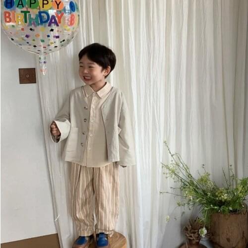 2021 new style girls boys cotton full sleeve plaid coat autumn kids jacket