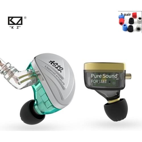 NEW KZ AS12 6BA In Ear Earphones HIFI Sport Monitor Headset Noise Cancelling Earphone Earbud AS16 AS10 AS06 ZS10 PRO ZSX C16 C12