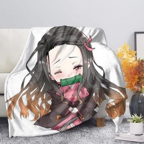 Devils Blade Anime Duvet Home Decorative Cartoon Demon Slayer Spring/Autumn Fleece Blankets for Children Kids Bedding