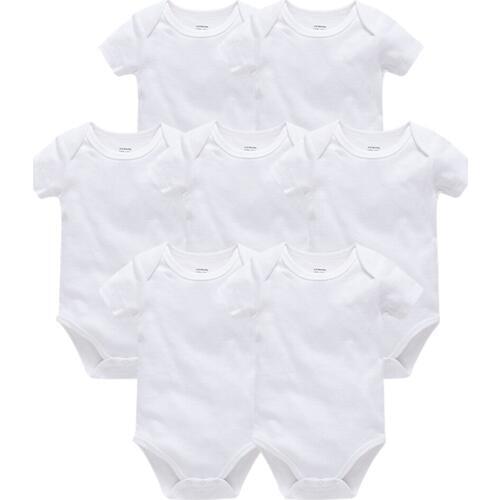 2021 Blank Baby Clothes Solid Design Short Sleeve Cotton Summer Baby Rompers Newborn Baby Boys Girls roupa de bebes Clothing