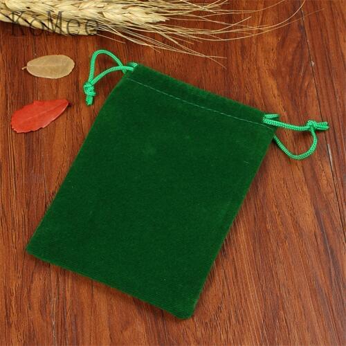Wholesale 50pcs/lot Green Velvet Bags 7x9cm Small Jewelry Charms Gift Packaging Bags Drawable Christmas Velvet Gift Bag Pouches