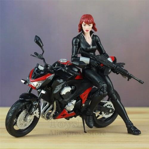 Original Marvel Legends Ultimate Black Widow 6" Action Figure With Motorcycle Weapon Submachine Gun Collection Comic Doll Toys