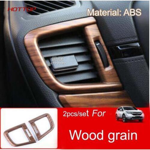 HOTTOP Wood Grain Central Dash Air Condition AC Vent Control Frame Cover For HONDA CR-V CRV 2017 2018 5th Gen AT(LHD&RHD)