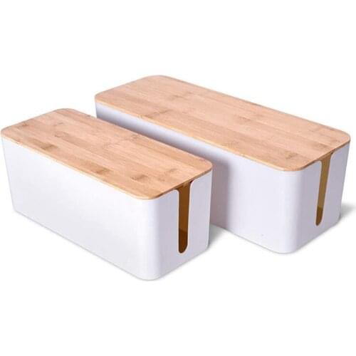 Plastic Wire Box, Power Strip, Hub Box, 2 Pieces, Cable Management Box, Wooden Hub and Desktop Bottom Power Board