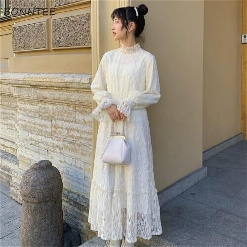 Dress Women Autumn Elegant Long Sleeve Korean Style All-match Fashionable Popular New Casual Vestidos Feminine Thicker Sweetie