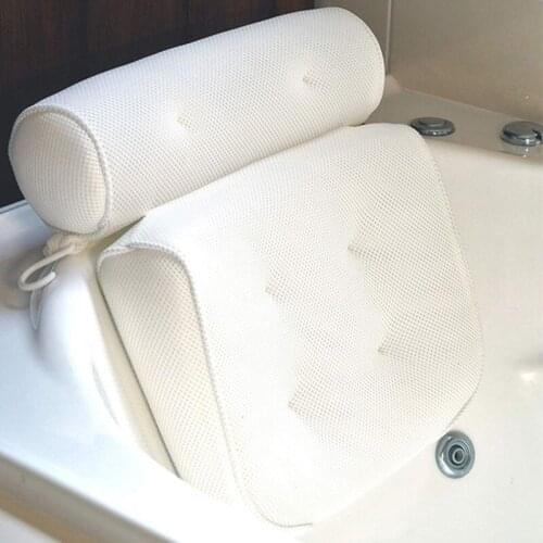 Spa Non-Slip Bath Pillow Cushioned Bath Tub Spa Pillow Bathtub Head Rest Pillow With Suction Cups For Neck Back Bathroom Supply