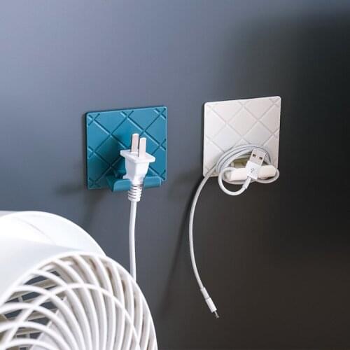 Durable Self Adhesive Power Plug Socket Rack Hanger Wall Mounted Wire Plug Storage Hook