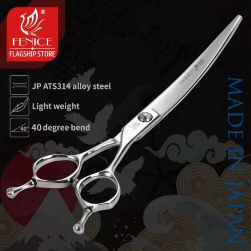 Fenice Prfessional ATS3147 steel 7.0 Inch Up and Down Curved Scissors Pet Dog Grooming Scissors Shears Pet Scissors