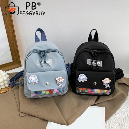 Preppy Style Printing Backpack Badge Canvas Casual Women Handbags Rucksack Girl Multifunctional Small School Backpack