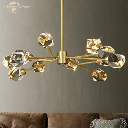 Modern LED Chandeliers Lighting Crystal Luxury Brass Metal Ice Lamp Gold Lustre Kitchen Bedroom Living Room Indoor Lights