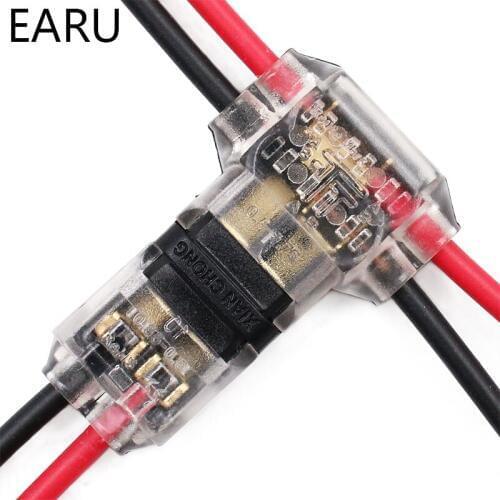 5Pcs/lot 2 Pin 2 Way 300v 10a Universal Compact Wire Wiring Connector T SHAPE Conductor Terminal Block With Lever AWG 18-24