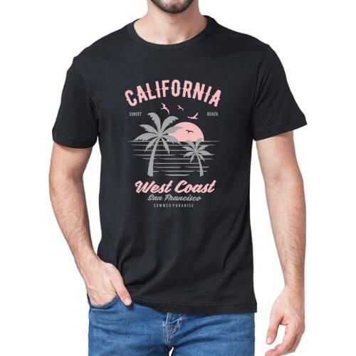 California West Coast Sunset And Beach Funny Summe Mens 100% Cotton Novelty Oversized T-Shirt Unisex Humor Women Soft Tee Gift