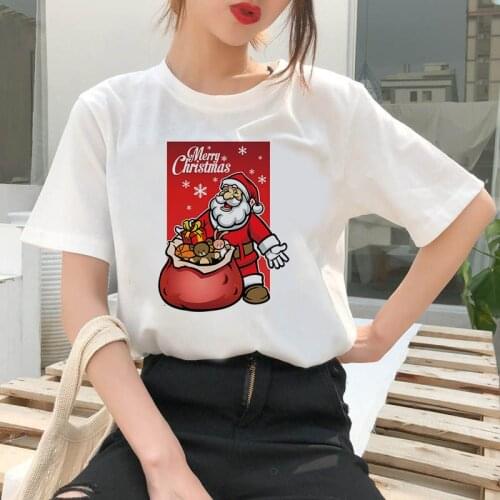 Women TShirts Warm Wishes New Year Merry Tee Shirt Christmas Tumblr Graphic T Shirt Female Tees Camisa Print T-shirts