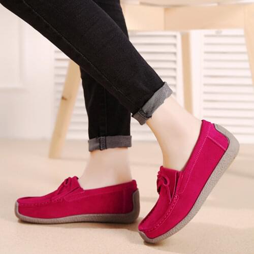 Womens Loafers Ballet Flats Slip on Moccasions Casual Flat Shoes for Women Bowtie Suede Female Shallow Ladies Shoe 2021