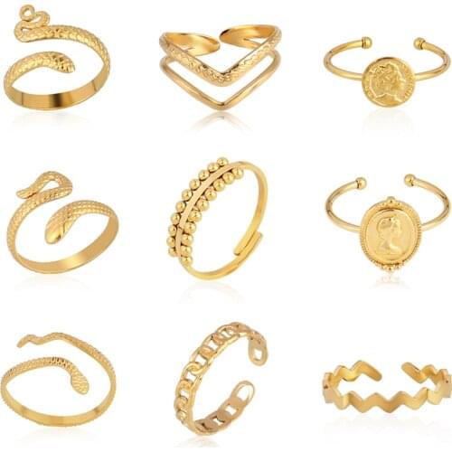 Euramerican Stainless Steel Rings Women Open Rings For Women Womens Rings Gold Ring Rings Geometry Ring Statement Jewelry Gifts