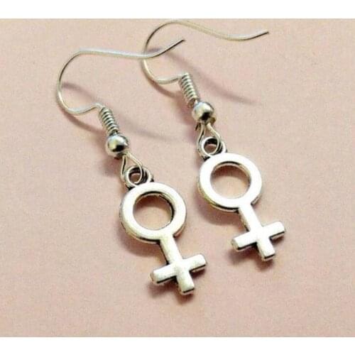 Punk VENUS SYMBOL Female Symbol Dangle Earring Gender Symbol Drop Earring Hook Women Jewelry Feminism Bijoux