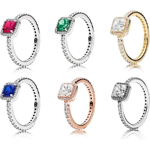 High Quality 925 Sterling Silver Classic Rose Gold Eternal Elegant Ring Transparent Cz Original Ladies 1:1 Exquisite Jewelry