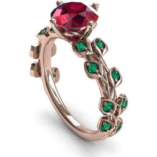 MOONROCY Cubic Zirconia CZ Rings Bohemia Green Red Crystal Wedding Ring for Women Gift Lover Gift Dropshipping Jewelry