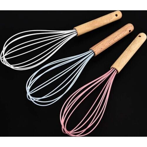 1pc Silicone Wooden Whisk Egg Beater Kitchen Utensil Cookware New Creative hand blender Baking Tool Kitchen Accessories
