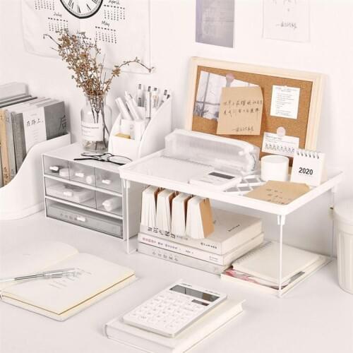 1Pc Desktop Collapsible Storage Rack Stationery Sundries Rack Desktop Shelf Desk Storage Rack Home Organizer