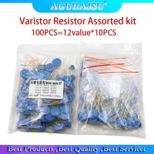 100PCS=12value*10PCS Varistor Resistor Assorted kit 5D471K 7D471K 7D431K 7D391K 10D471K 10D431K 10D391K 14D471K 14D431K 10D241K
