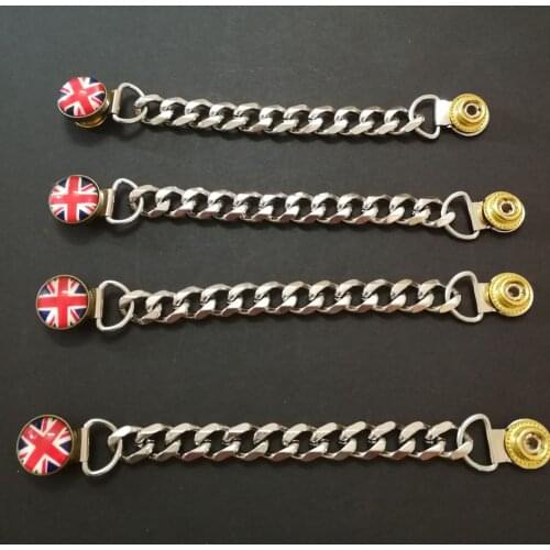 4pcs/set stainless steel Motorcycle UK flag Vest Extenders Biker Chainmail for Motorcycle Vest jacket biker button buckles
