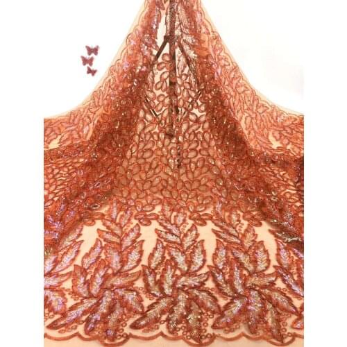 African Lace Fabric 2021 High Quality Nigeria Sequin Lace Fabric French Embroidery Lace Fabric FJ36981