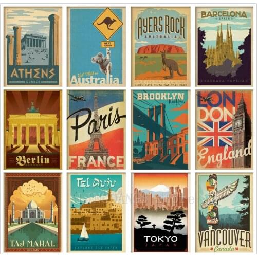 5D DIY Diamond Mosaic PARIS/ROME/SPAIN/SYDNEY /RUSSIAN VINTAGE TRAVEL Signs Diamond Painting Embroidery Cross Stitch Home Decor