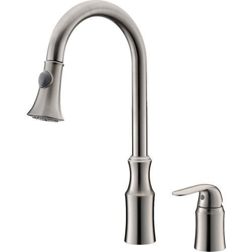 Free Ship NEW Brushed nickel Single Handle Pull-Down Kitchen Faucet mixer tap widespread 2 Holes deck mounted
