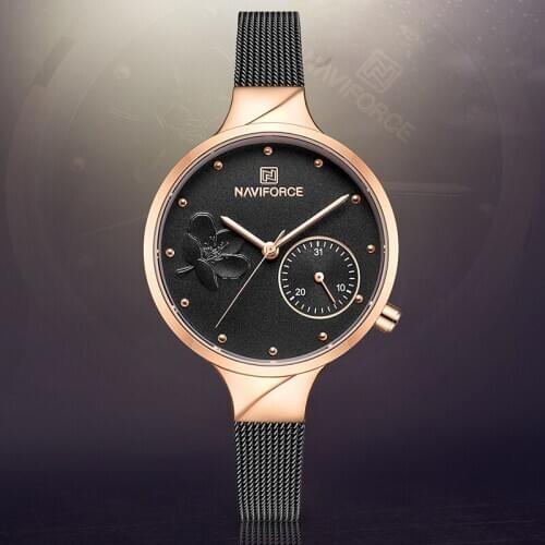 NAVIFORCE Watches Womens Brand Top Luxury Waterproof Quartz Ladies Wristwatch Date Display Clock Gift For Wife Relogio Feminino