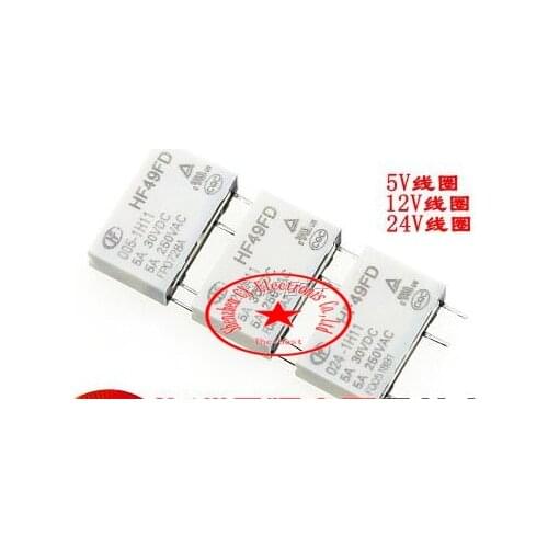 D_D 10PCS/lot Power relays PA1a HF49FD-005-1H11 HF49FD-009-1H11 HF49FD-012-1H11 HF49FD-024-1H11 5A250V 4PIN