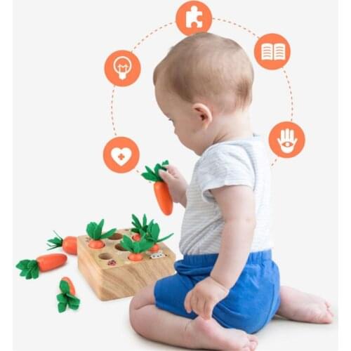 Montessori Wooden Pull Radish Toy Exercise Your Baby Hands-on Ability Logical Thinking Ability Building Block Toy For Baby Toys